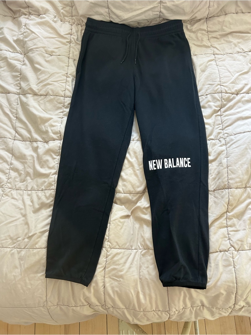 New Balance Kids Black Joggers with White Logo